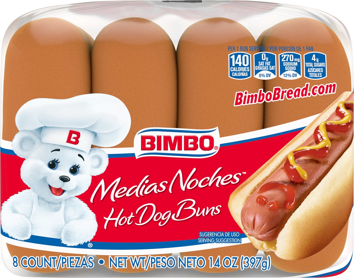 slide 6 of 9, Bimbo Bimbollos Medias Noches Hot Dog Buns, 8 count, 14 oz, 8 ct