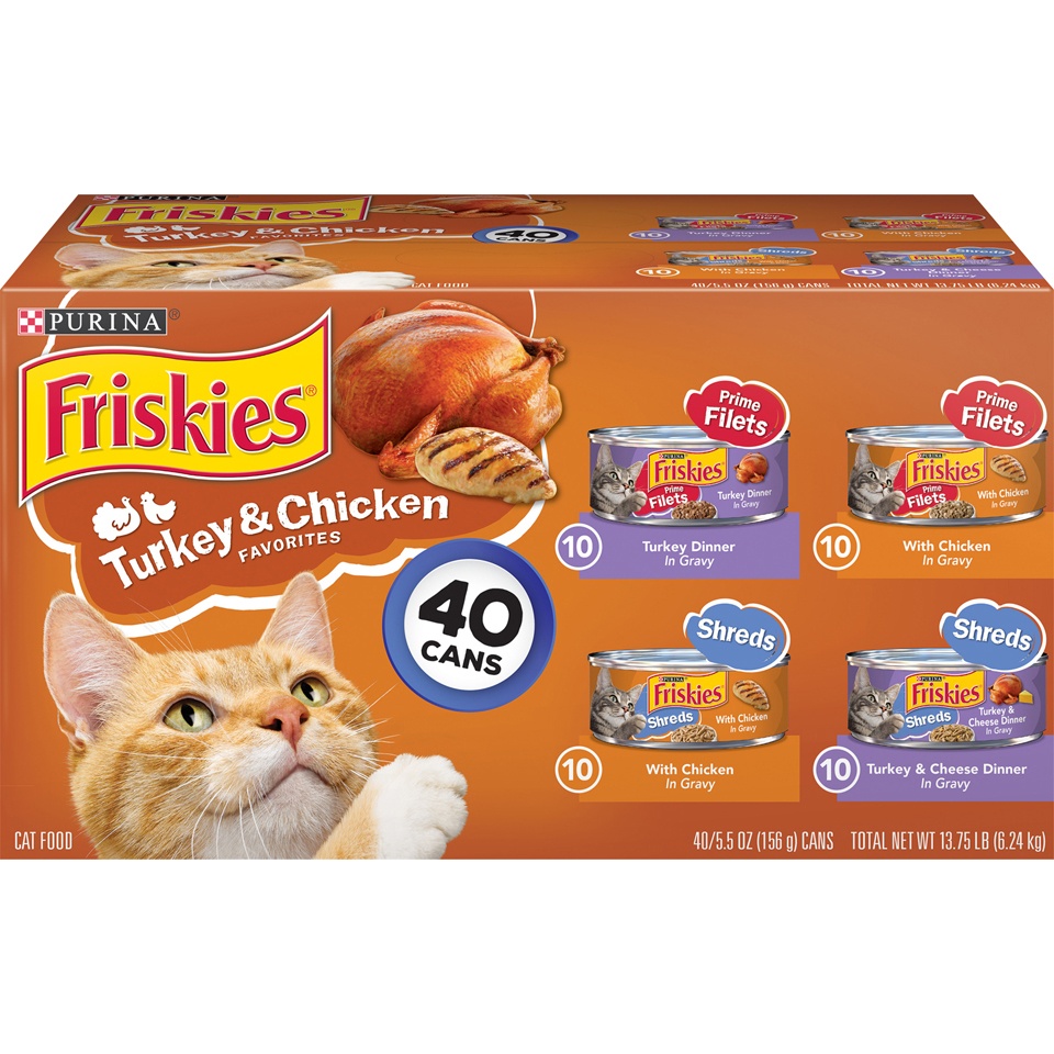 slide 1 of 9, Purina Friskies Turkey & Chicken Favorites Wet Cat Food Variety Pack, 5.5 oz