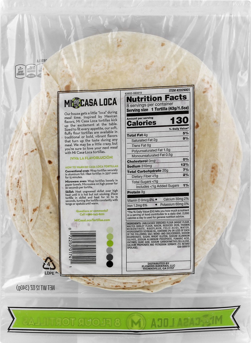 slide 6 of 9, Mi Casa Loca Flour Tortillas Medium 8 ea, 8 ct