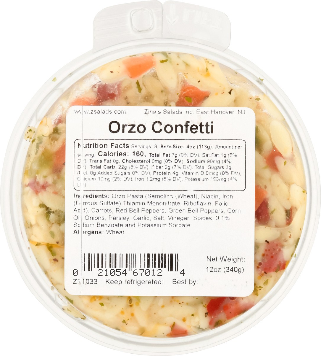 slide 5 of 9, Zina's Orzo Confetti Salad 12 oz, 12 oz