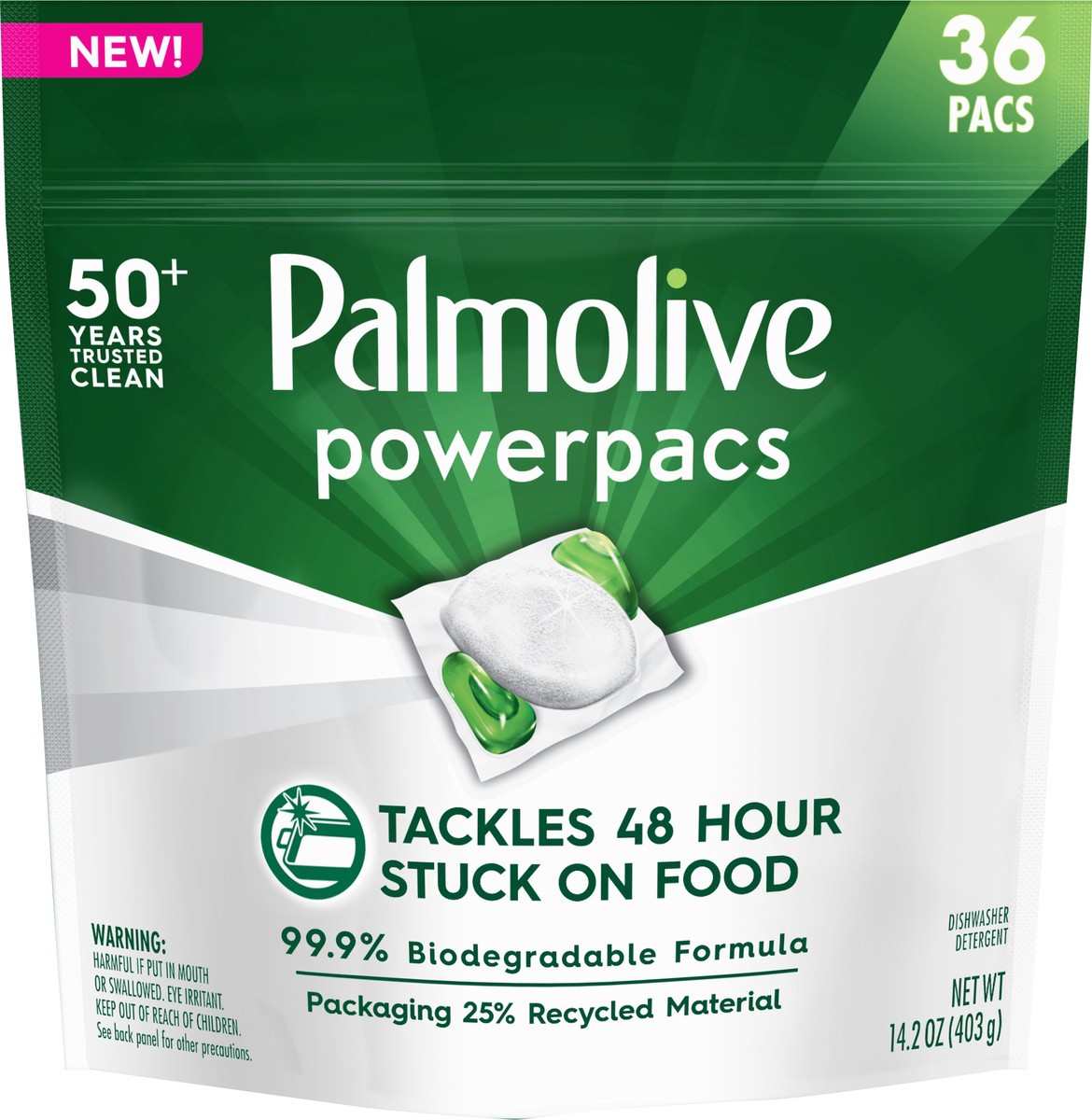 slide 5 of 7, Palmolive PowerPacs Dishwasher Pods, 99.9% Biodegradable Formula in Dishwasher Tabs With No Added Fragrance - 36 count, 36 ct