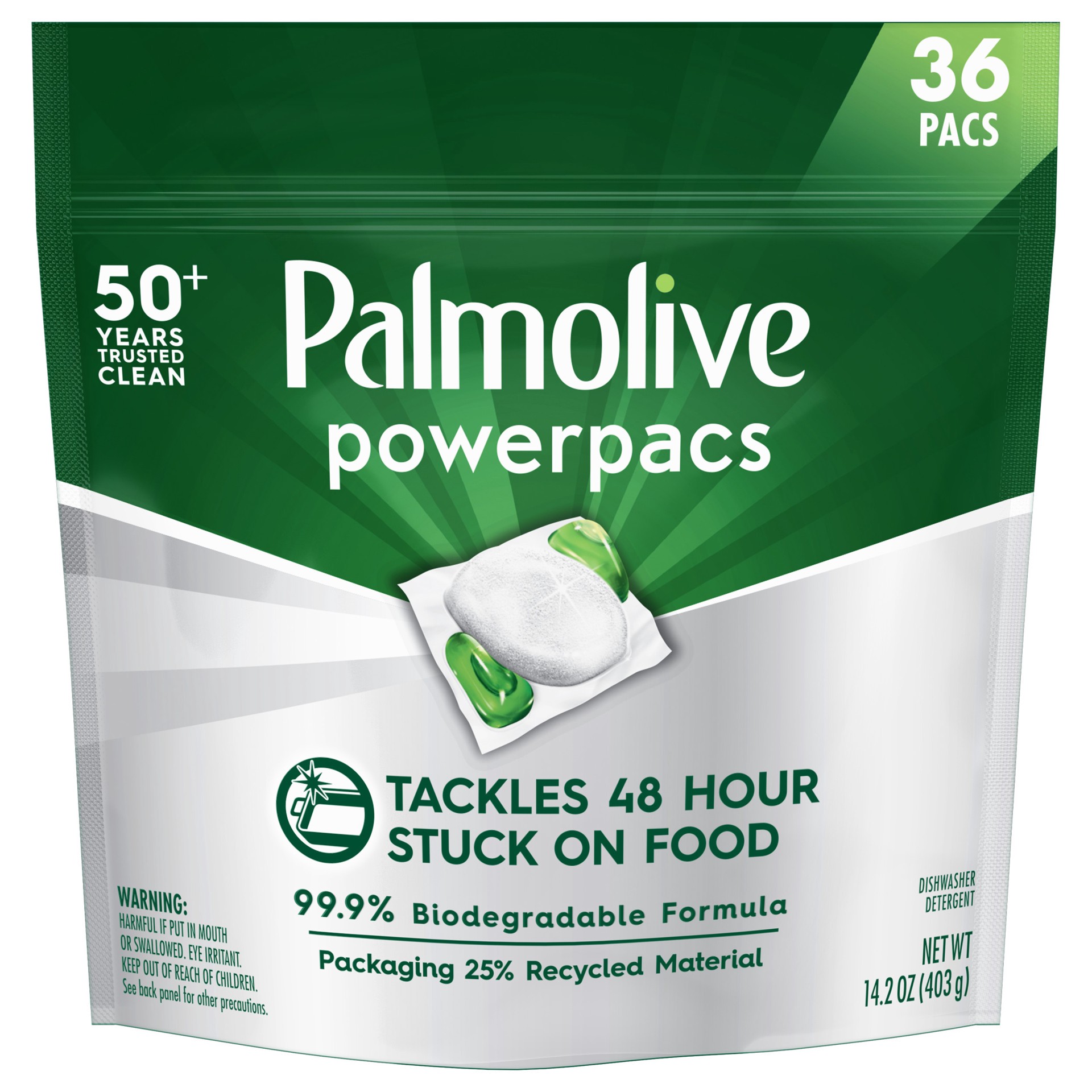 slide 1 of 7, Palmolive PowerPacs Dishwasher Pods, 99.9% Biodegradable Formula in Dishwasher Tabs With No Added Fragrance - 36 count, 36 ct
