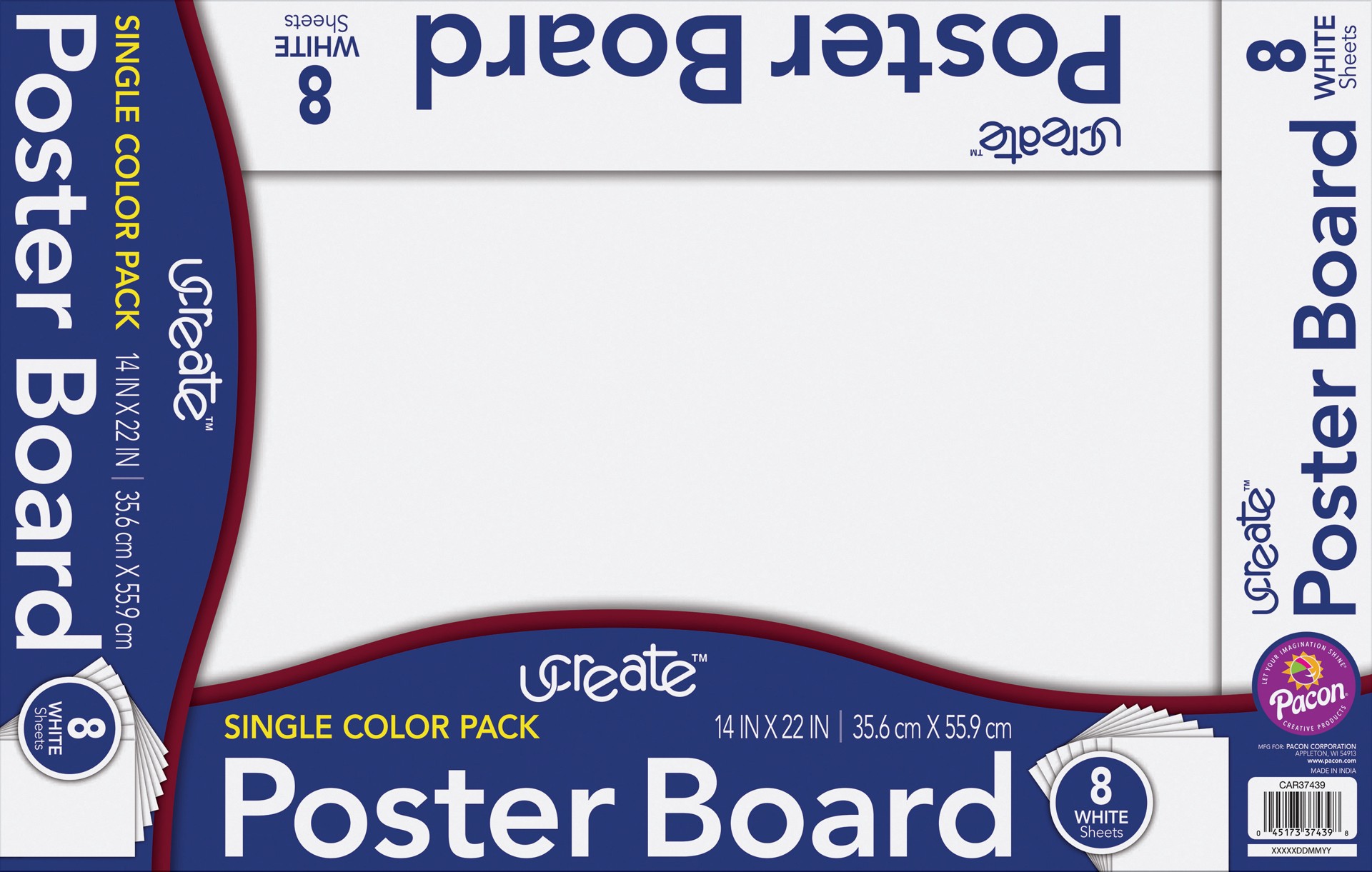 slide 1 of 1, U-Create  Poster Board, White,  14" x 22", 8 Sheets, 8 pc