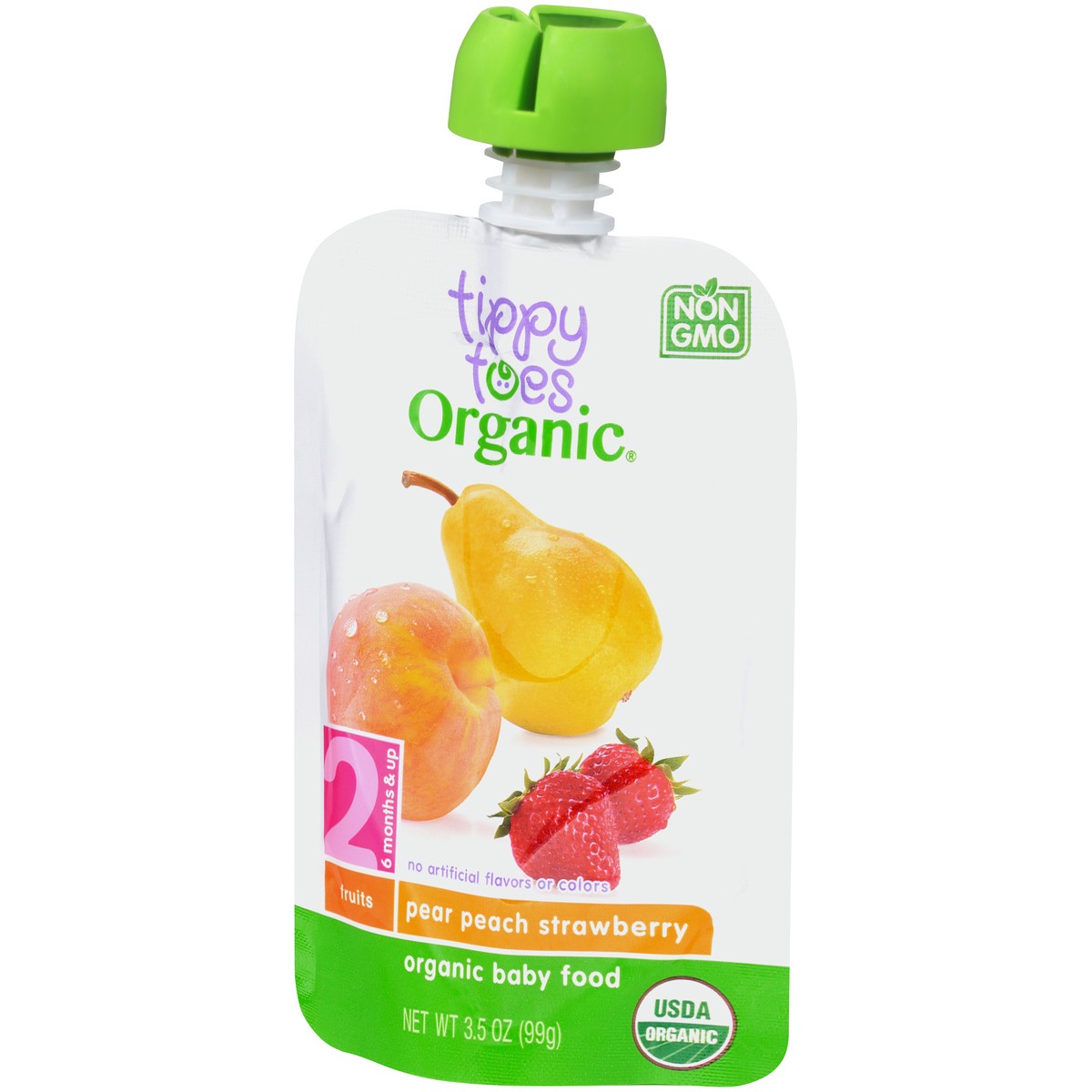 slide 4 of 15, Tippy Toes Organic 2 (6 Months & Up) Pear Peach Strawberry Baby Food 3.5 oz, 3.5 oz