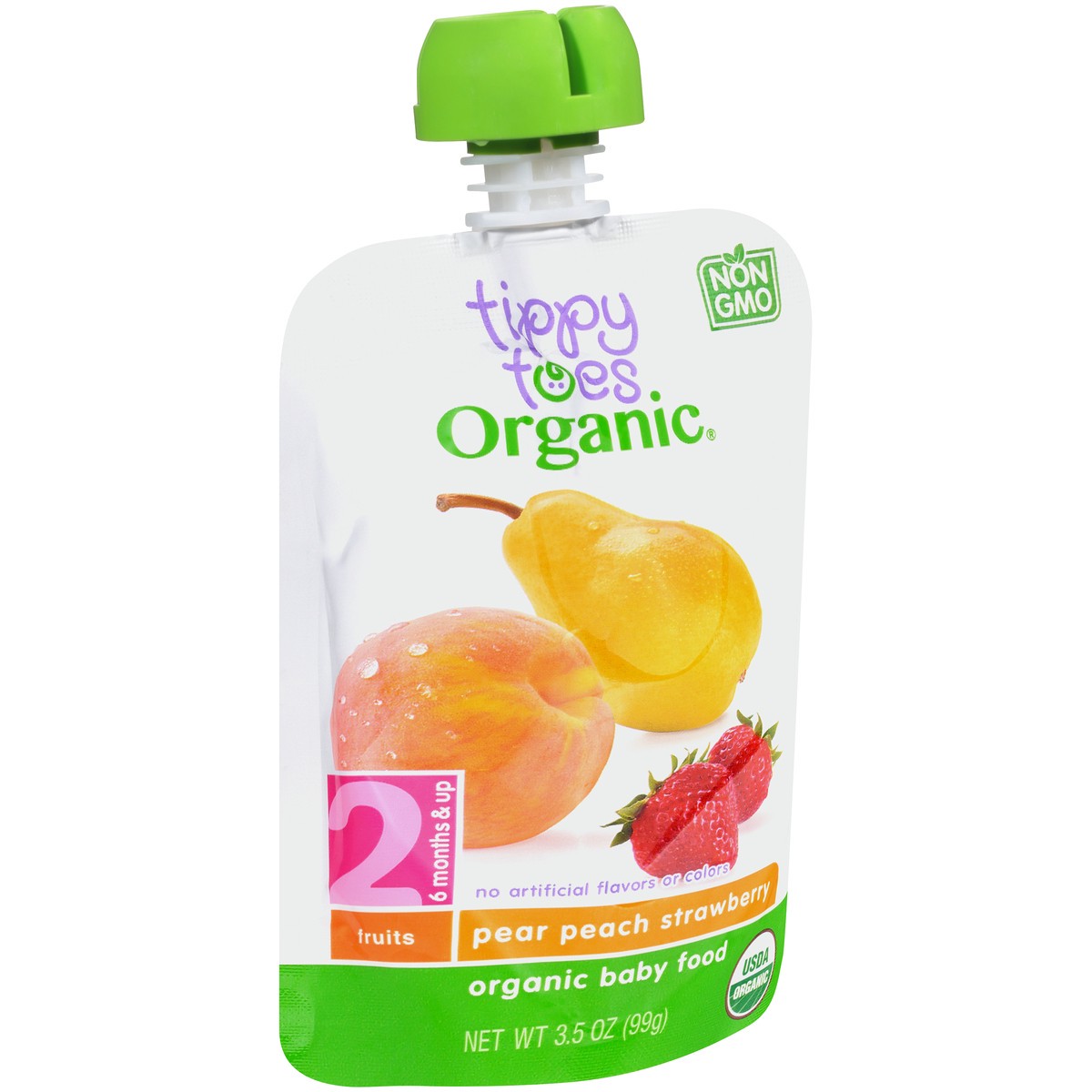 slide 10 of 15, Tippy Toes Organic 2 (6 Months & Up) Pear Peach Strawberry Baby Food 3.5 oz, 3.5 oz