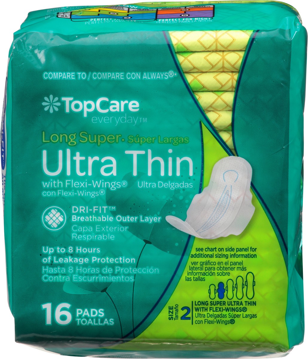 slide 9 of 9, Topcare Everyday Size 2 Long Super Ultra Thin Pads With Flexi-Wings 16 Ea, 16 ct