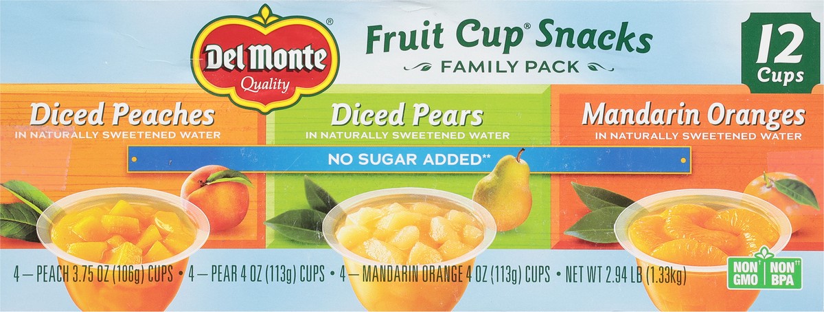 slide 4 of 11, Del Monte Fruit Cup Snacks, No Sugar Added, 12 ct; 4 oz