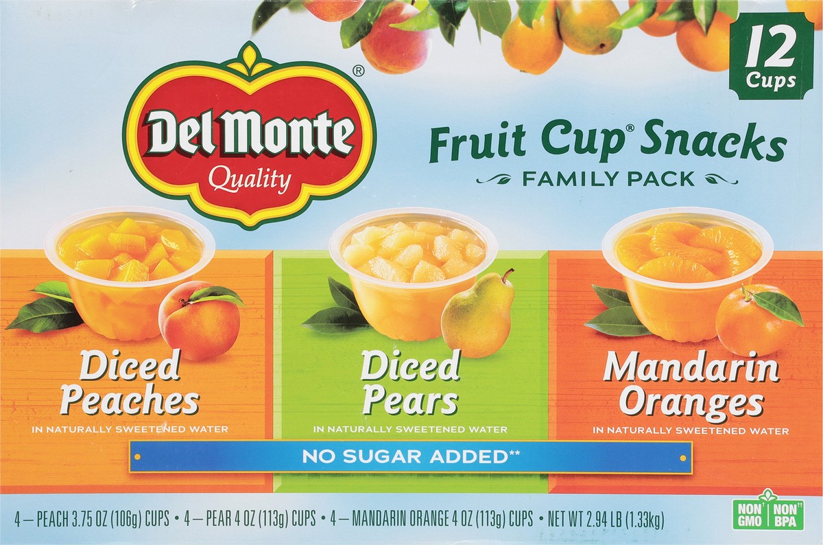 slide 5 of 11, Del Monte Fruit Cup Snacks, No Sugar Added, 12 ct; 4 oz