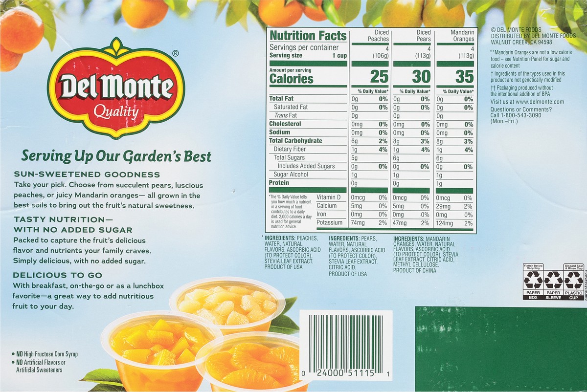 slide 6 of 11, Del Monte Fruit Cup Snacks, No Sugar Added, 12 ct; 4 oz