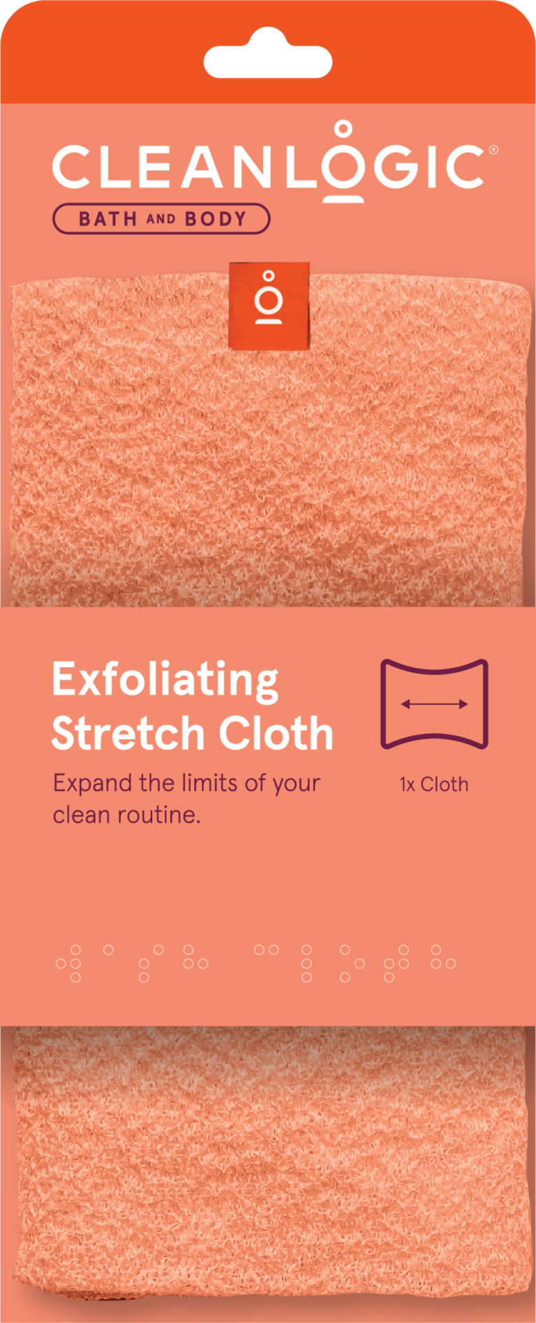 slide 1 of 1, cleanlogic Exfoliating Stretch Bath & Shower Cloth, 1 ct