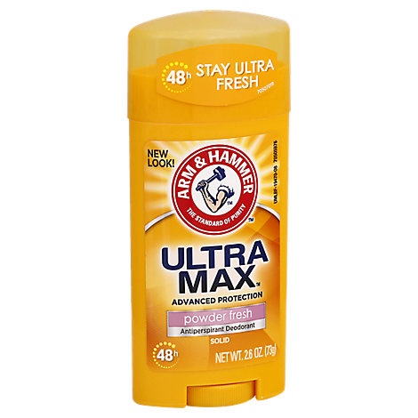 slide 1 of 1, Arm & Hammer Ultra Max Antiperspirant Deodorant Solid Powder Fresh, 2.6 oz