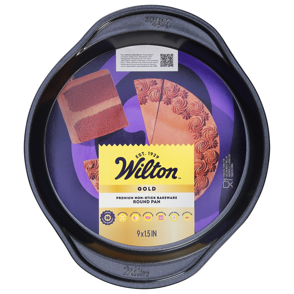 slide 1 of 13, Wilton™ Gold Non-Stick Round Cake Pan, 9 x 1.5 in