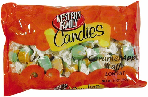 slide 1 of 1, Western Family Caramel Apple Taffy, 13 oz