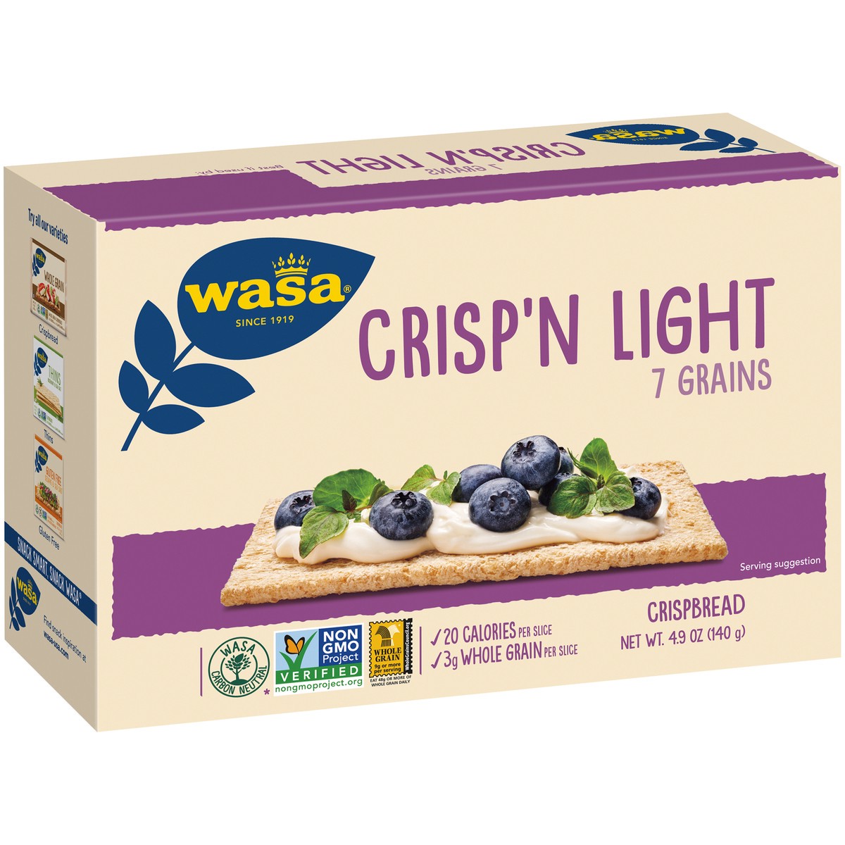 slide 2 of 9, Wasa Crisp 'n Light 7 Grains Crispbread 4.9 oz, 4.9 oz
