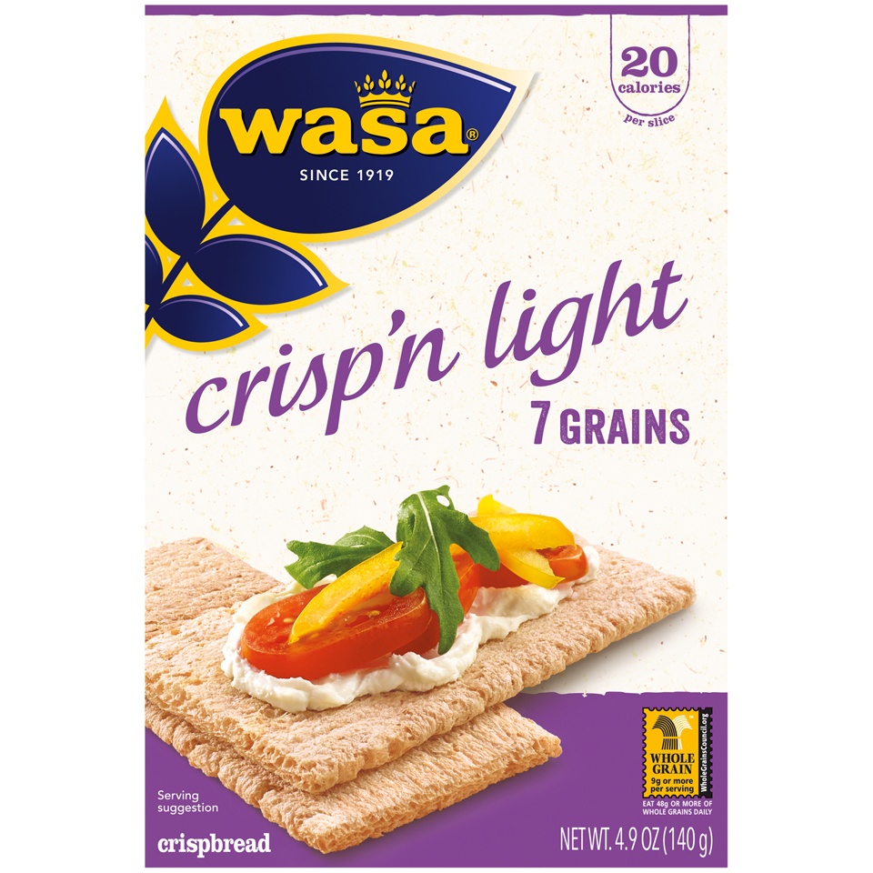slide 6 of 8, Wasa Crisp'n Light 7 Grains Crackerbread, 4.9 oz