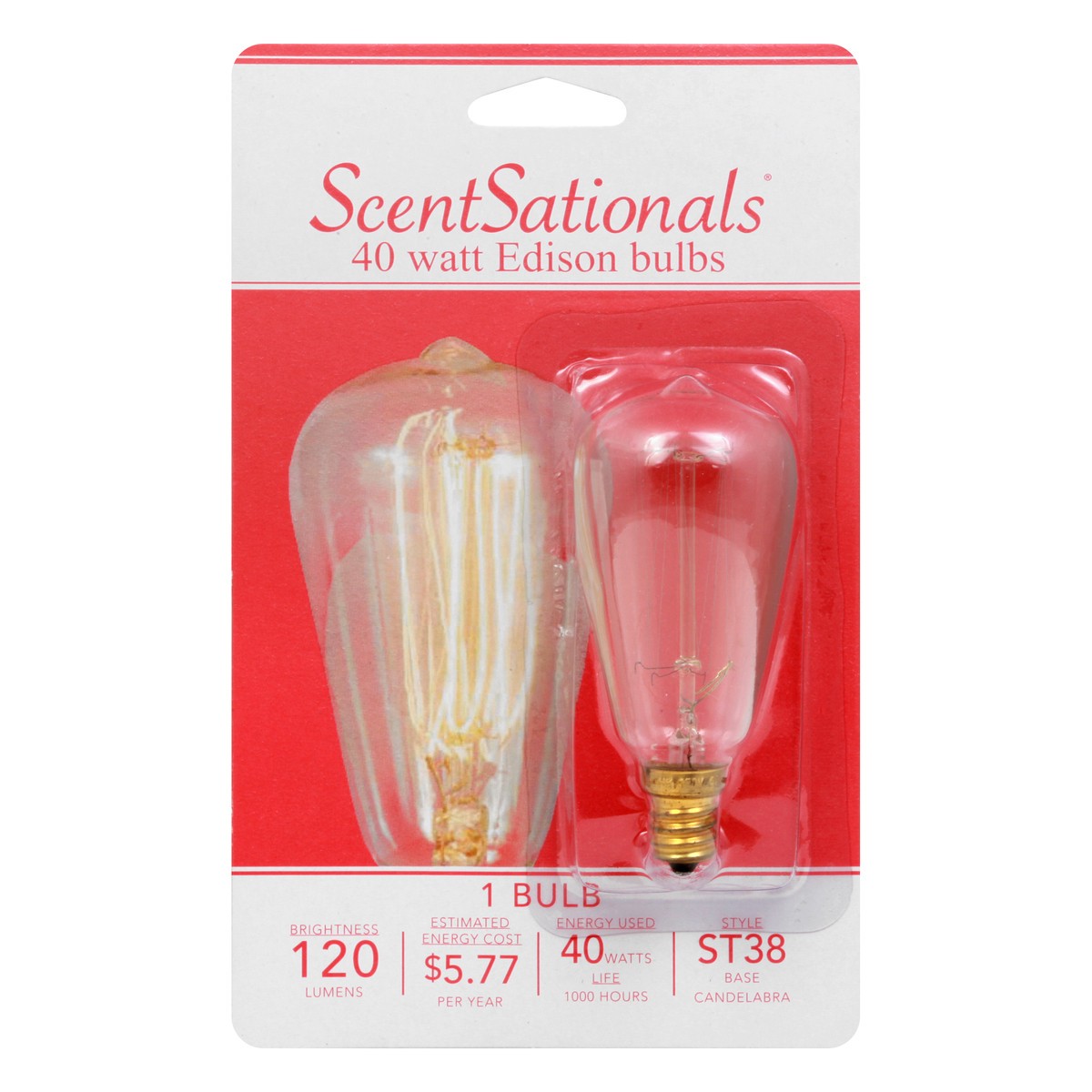 slide 2 of 7, ScentSationals Fusion replacement light bulb for Edison Bulb wax warmers, 40 Watt, 1 ct