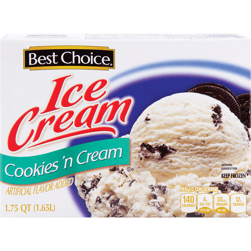 slide 1 of 1, Best Choice Cookies & Cream Ice Cream, 1.75 qt