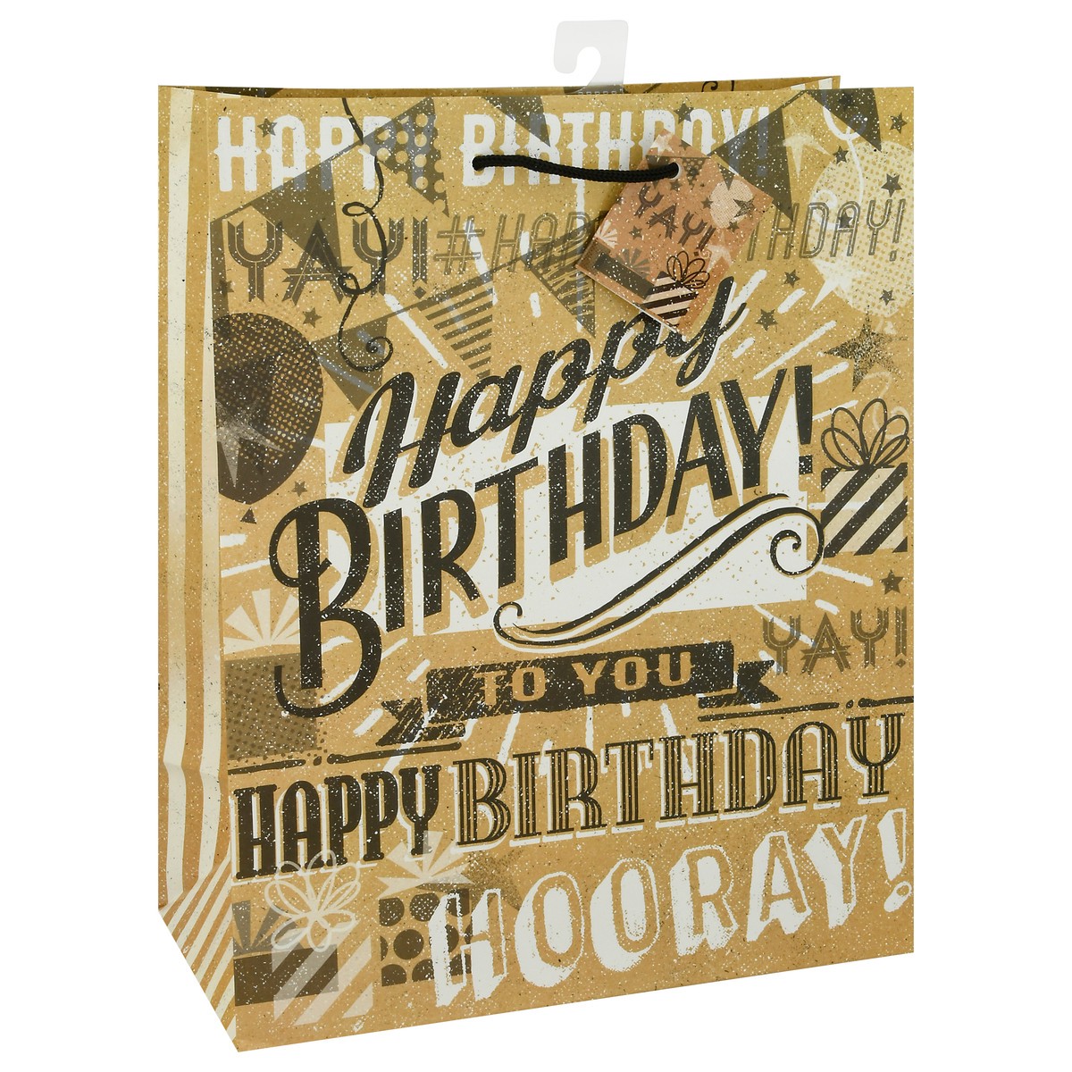 slide 2 of 9, Unique Kraft Paper Happy Birthday Bag 1 ea, 1 ct