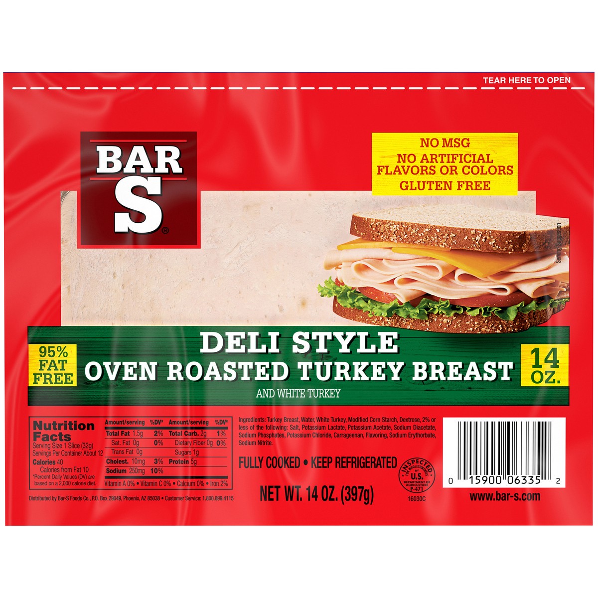 slide 7 of 14, Bar-S Deli Style Oven Roasted Turkey Breast 14 oz. Pack, 14 oz