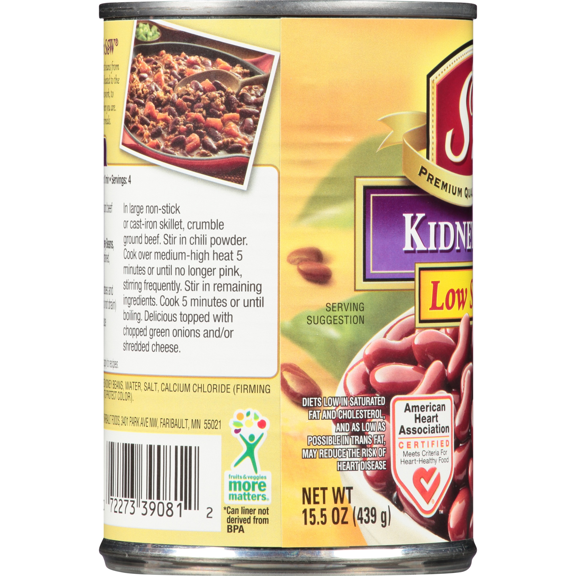 slide 4 of 6, S&W 50% Less Sodium Red Kidney Beans, 15.25 oz