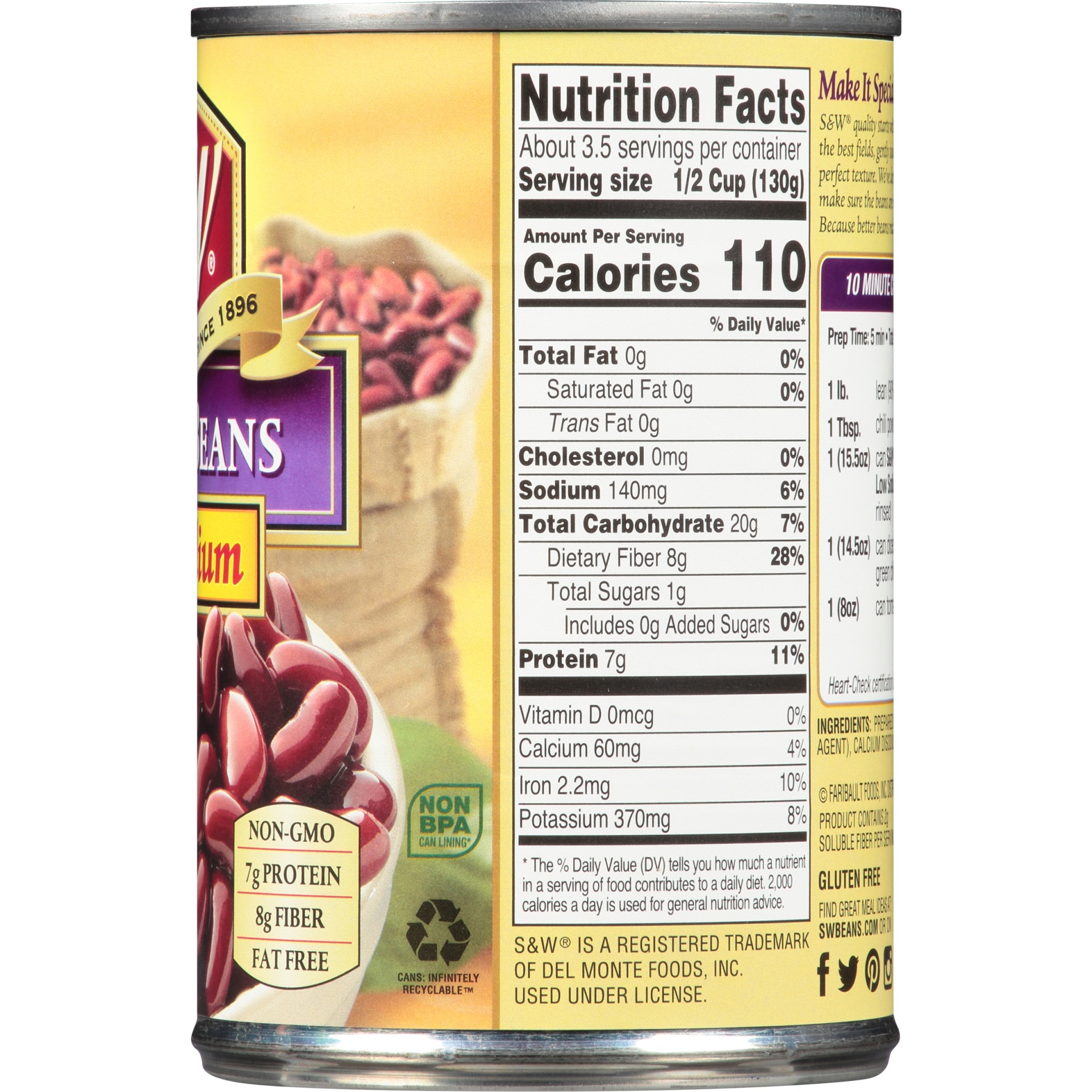 slide 6 of 6, S&W 50% Less Sodium Red Kidney Beans, 15.25 oz