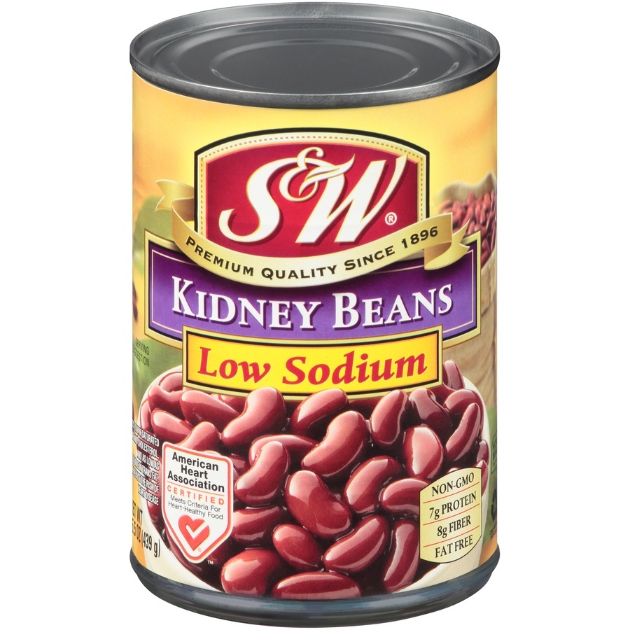 slide 1 of 6, S&W 50% Less Sodium Red Kidney Beans, 15.25 oz