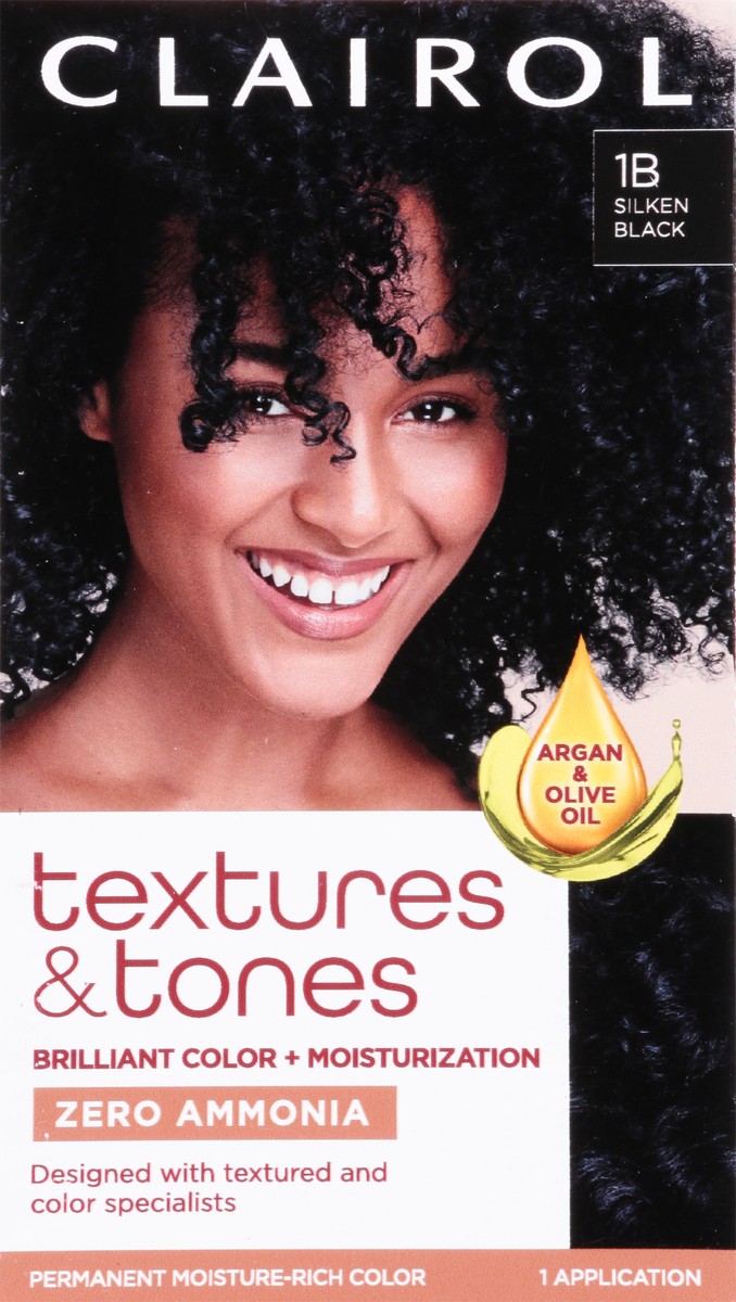slide 5 of 13, Clairol Textures & Tones 1B Silken Black, 1 ct