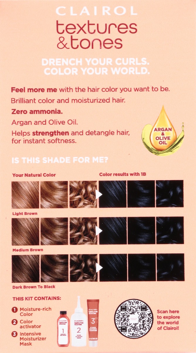 slide 7 of 13, Clairol Textures & Tones 1B Silken Black, 1 ct
