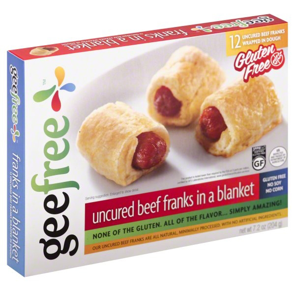 slide 1 of 4, GeeFree Uncured Beef Franks In A Blanket, 12 ct