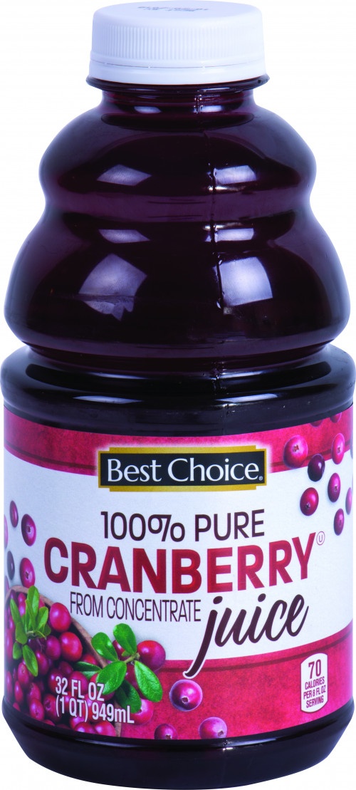 slide 1 of 1, Best Choice 100% Pure Cranberry Juice - 32 oz, 32 oz