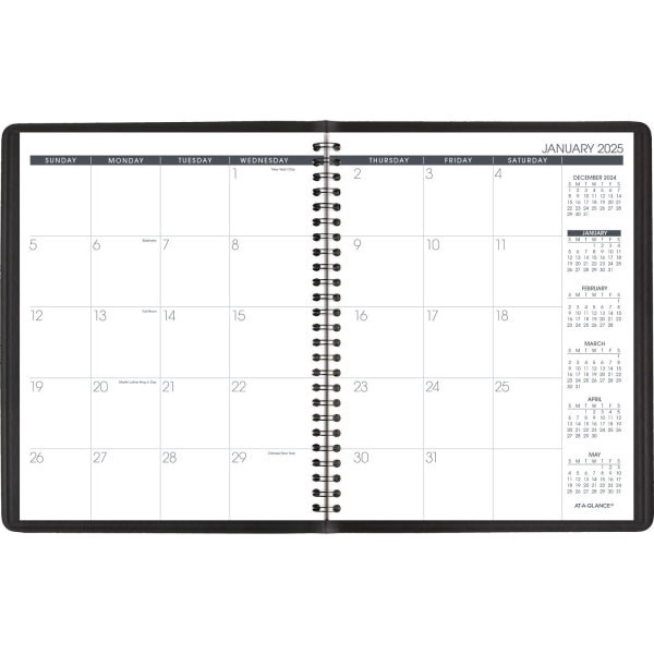 slide 2 of 3, 2025 At-A-Glance Monthly Planner, 7"" X 8-3/4""?, Black, January To December, 7012005, 1 ct