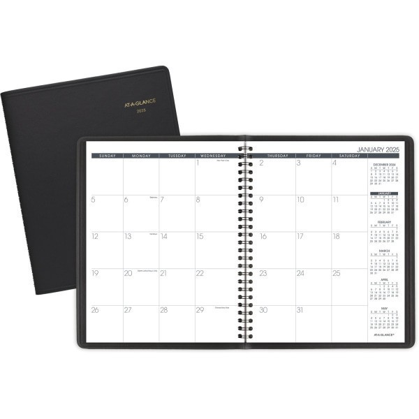 slide 3 of 3, 2025 At-A-Glance Monthly Planner, 7"" X 8-3/4""?, Black, January To December, 7012005, 1 ct