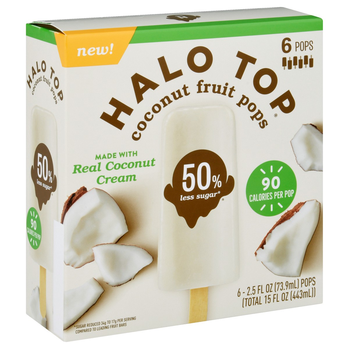 slide 2 of 9, Halo Top Coconut Fruit Pops, 6 Pack, 15 fl oz