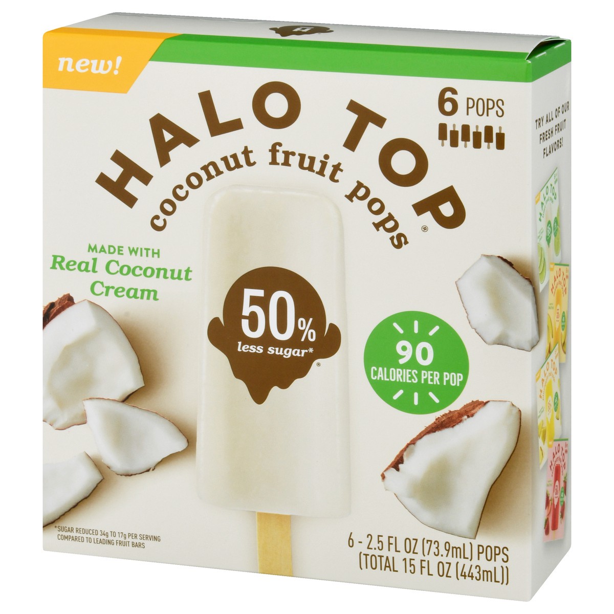 slide 3 of 9, Halo Top Coconut Fruit Pops, 6 Pack, 15 fl oz