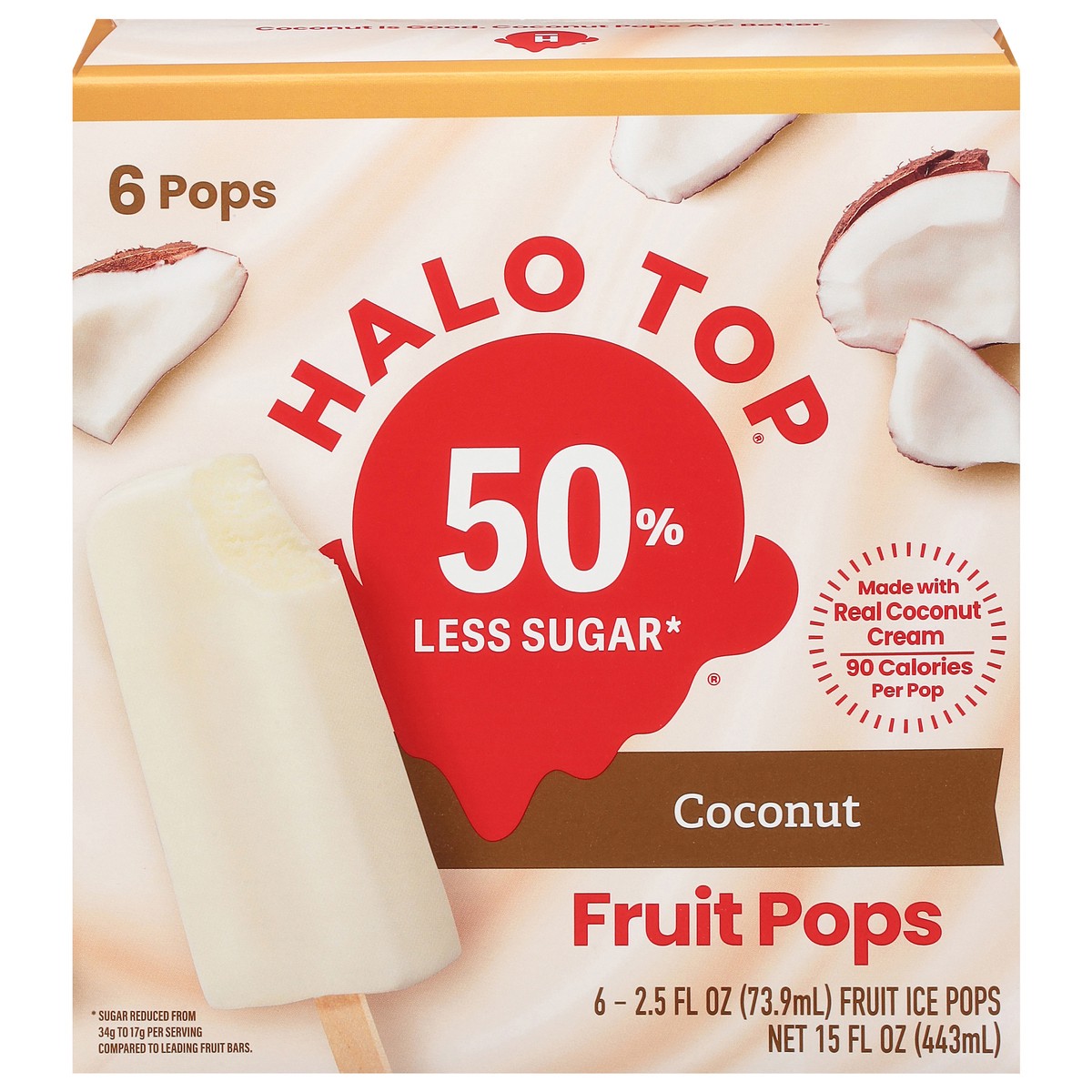 slide 1 of 9, Halo Top Coconut Fruit Pops, 6 Pack, 15 fl oz