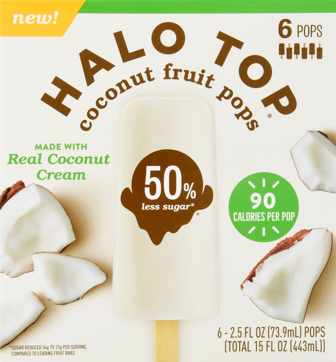 slide 6 of 9, Halo Top Coconut Fruit Pops, 6 Pack, 15 fl oz