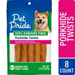 Pet Pride Rawhide Free Porkhide Twist Chews Adult Dog Treats, 8 ct / 7.9 oz