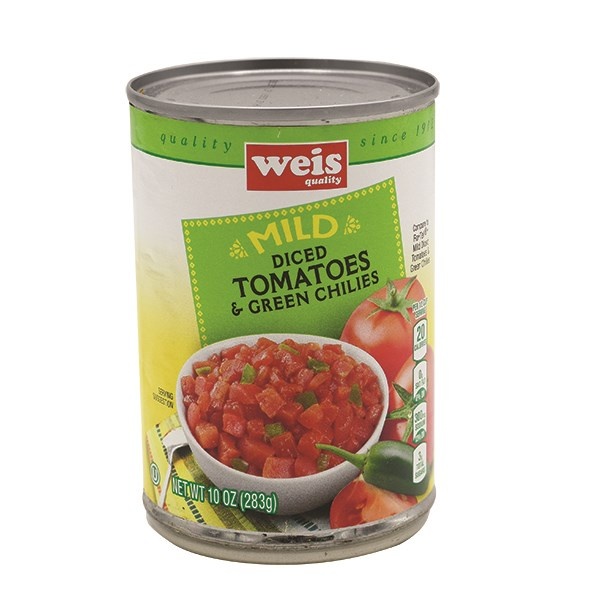 slide 1 of 1, Weis Quality Diced with Mild Green Chilies Canned Tomatoes, 10 oz