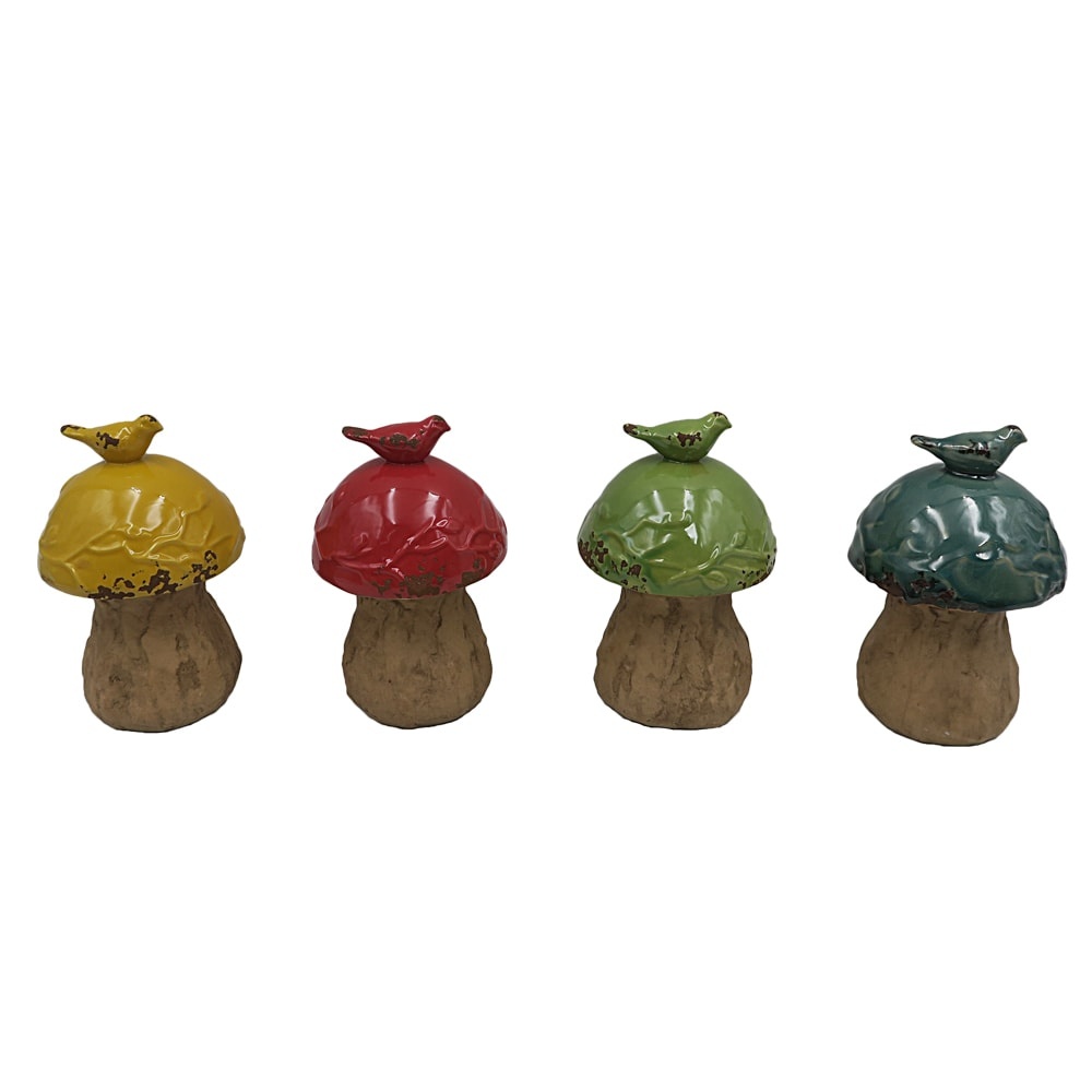 slide 1 of 1, HD Designs Outdoors Ceramic Mushroom With Bird - Assorted, 6 in