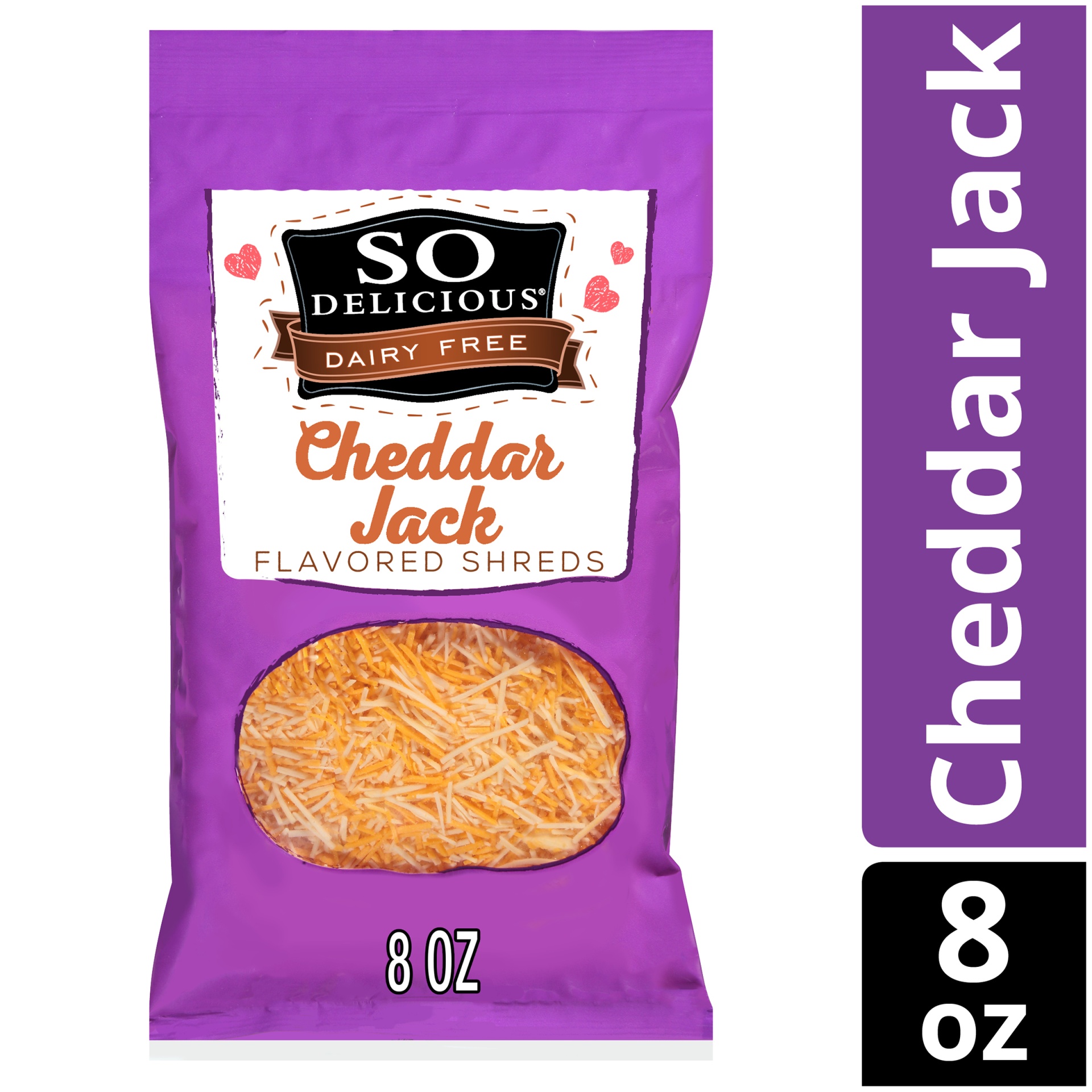 slide 1 of 6, So Delicious Cheddar Jack Shred Cheese, 8 oz