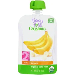Tippy Toes Organic Bananas Baby Food - Stage 2 (6+ Months) - 3.5 oz