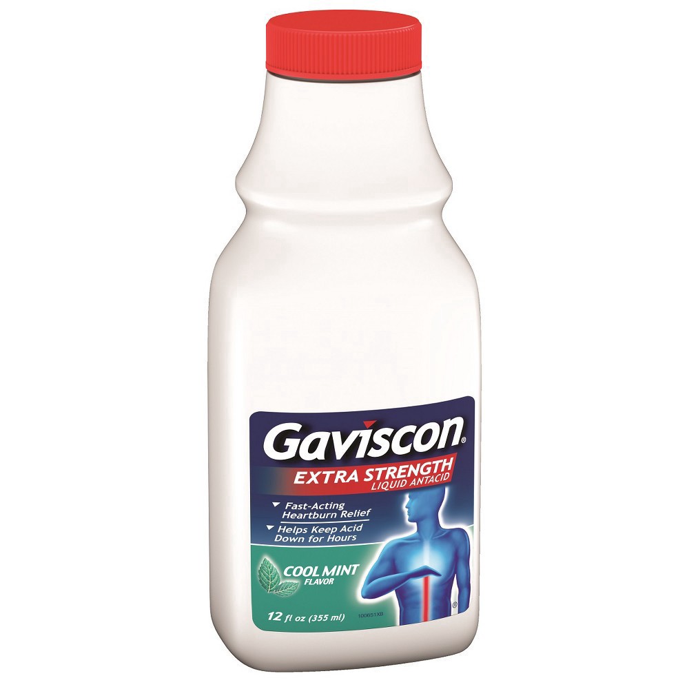 slide 9 of 88, Gaviscon Extra Strength Antacid Liquid Cool Mint, 12 oz