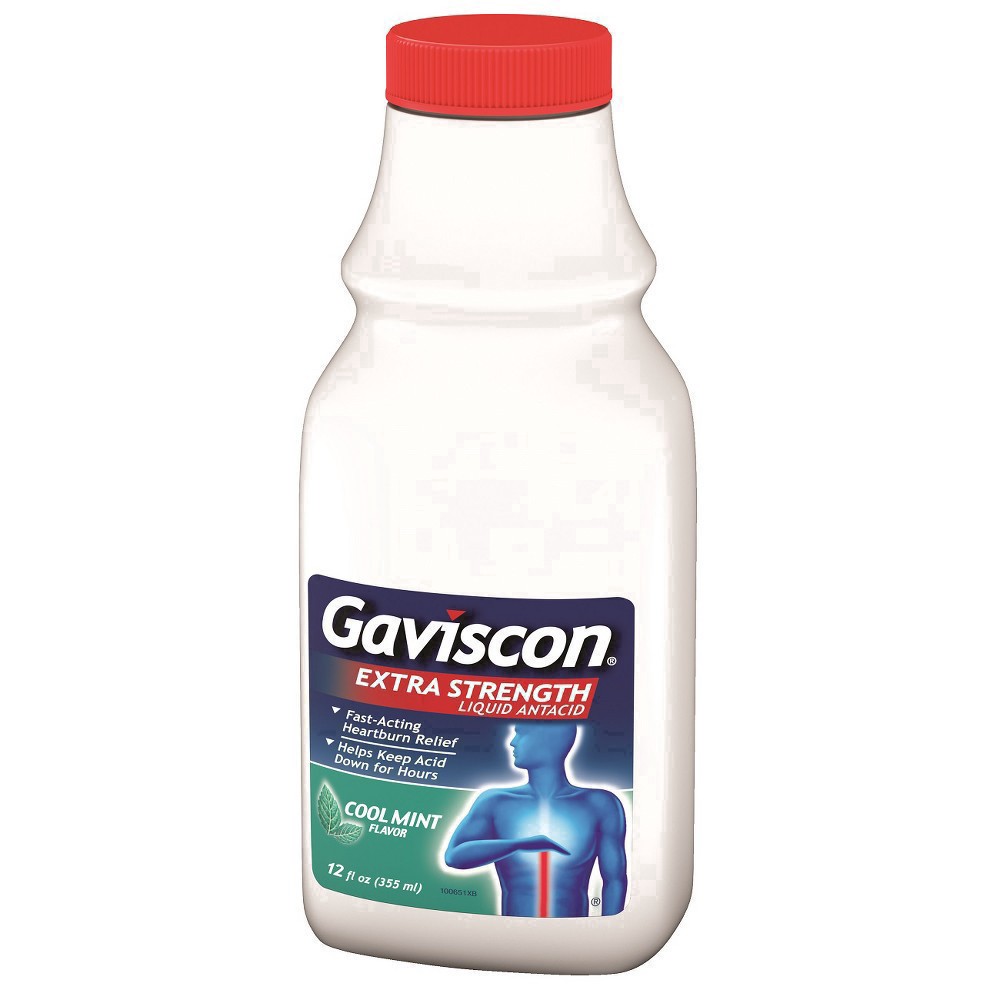 slide 11 of 88, Gaviscon Extra Strength Antacid Liquid Cool Mint, 12 oz