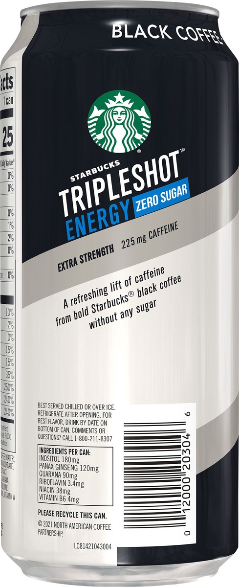 slide 4 of 4, Starbucks Energy Coffee Beverage, Zero Sugar, Black, Extra Strength, 15 oz