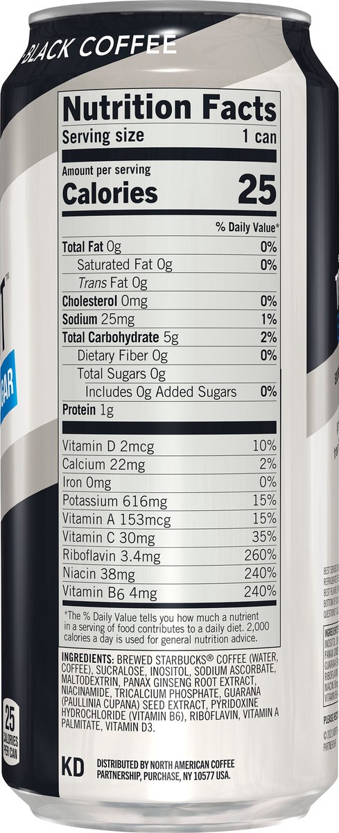 slide 2 of 4, Starbucks Energy Coffee Beverage, Zero Sugar, Black, Extra Strength, 15 oz