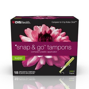 slide 1 of 1, CVS Health Snap & Go Tampons, Super, 18 ct