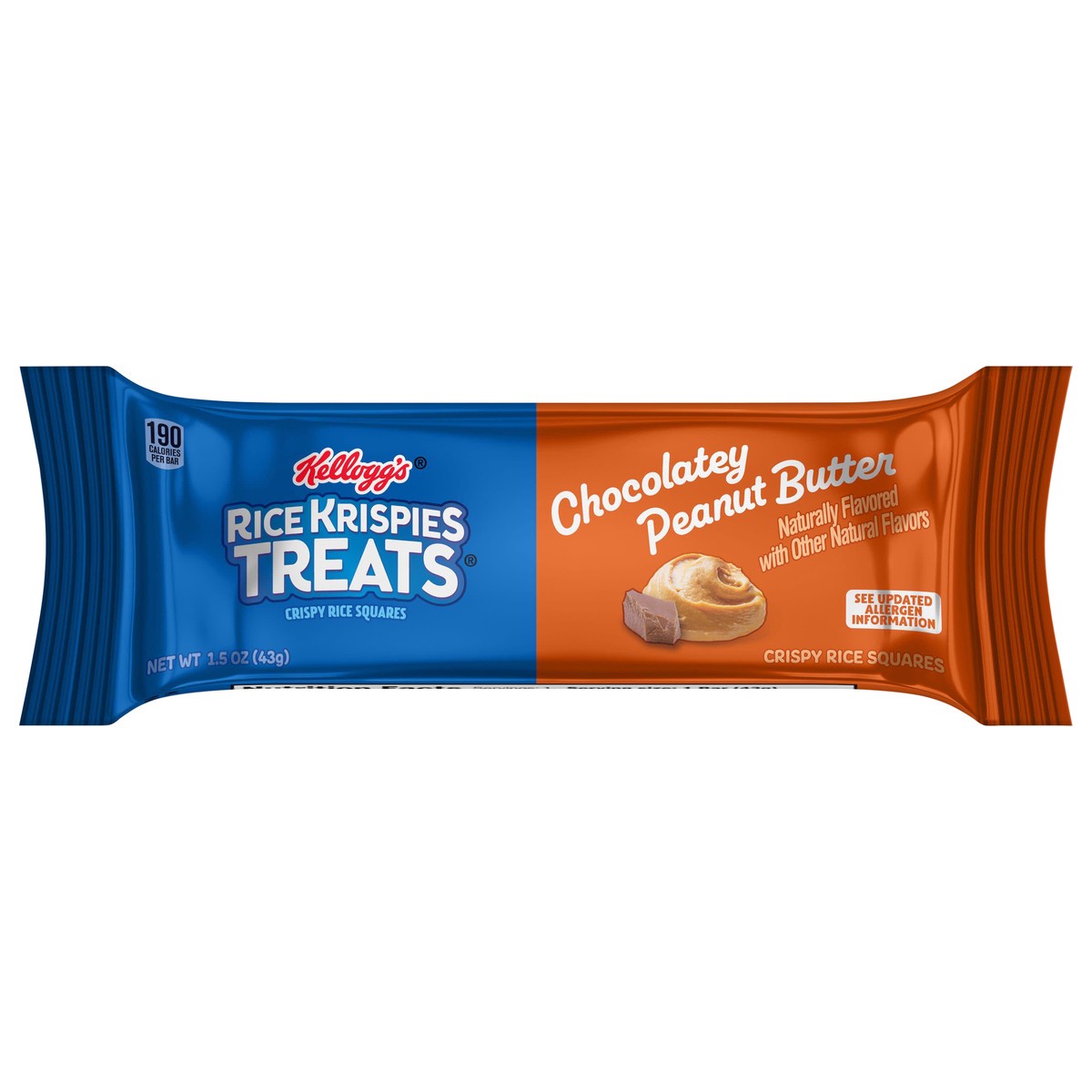 slide 1 of 5, Kellogg's Rice Krispies Treats Chocolatey Peanut Butter Crispy Rice Squares, 1 ct