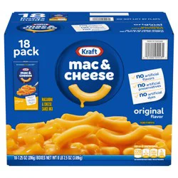 Kraft Mac and Cheese, 18 Boxes, for Easy Dinner or Dinner Sides, Original Flavor, No Artificial Flavors, Preservatives or Dyes, 7.25 oz