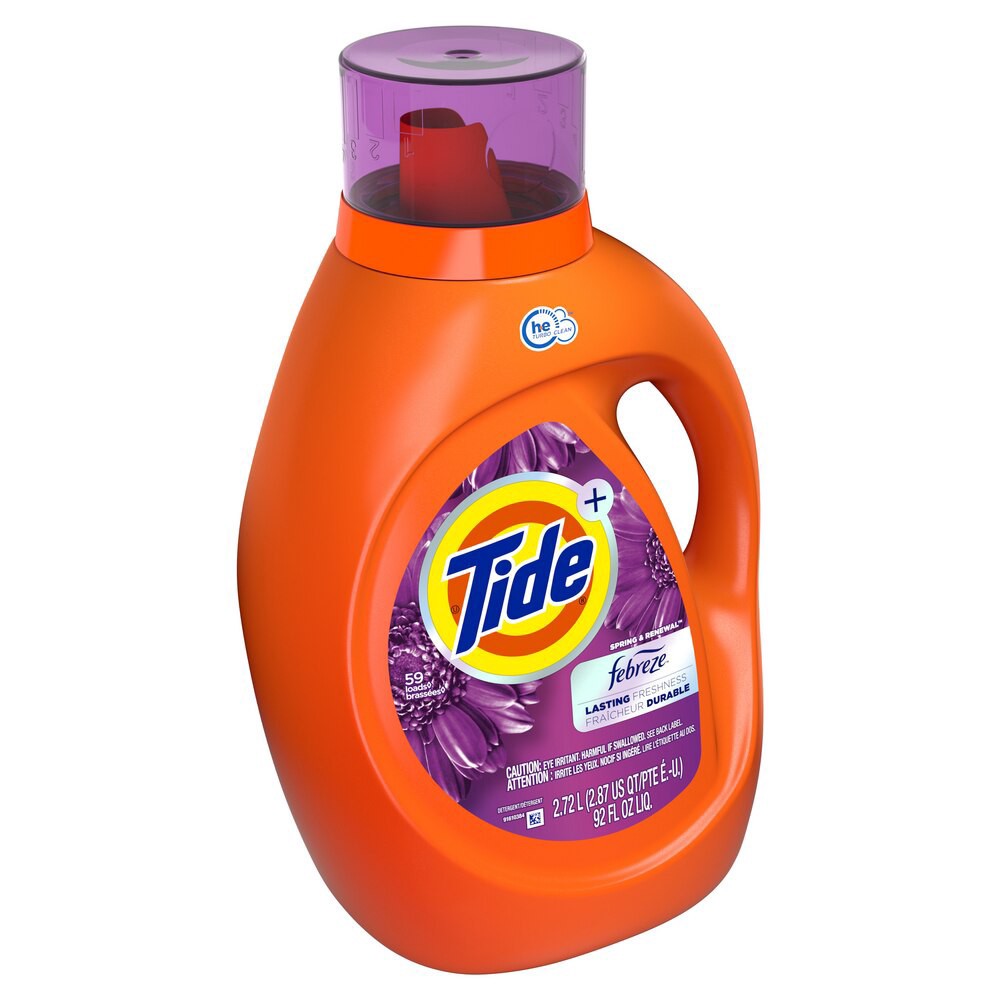 slide 5 of 6, Tide Ultra Febreze Liquid Laundry Detergent, Spring and Renewal scent, 73 fl oz, 52 Loads, Laundry Detergent Liquid with All-Day Freshness, 2.28 qt