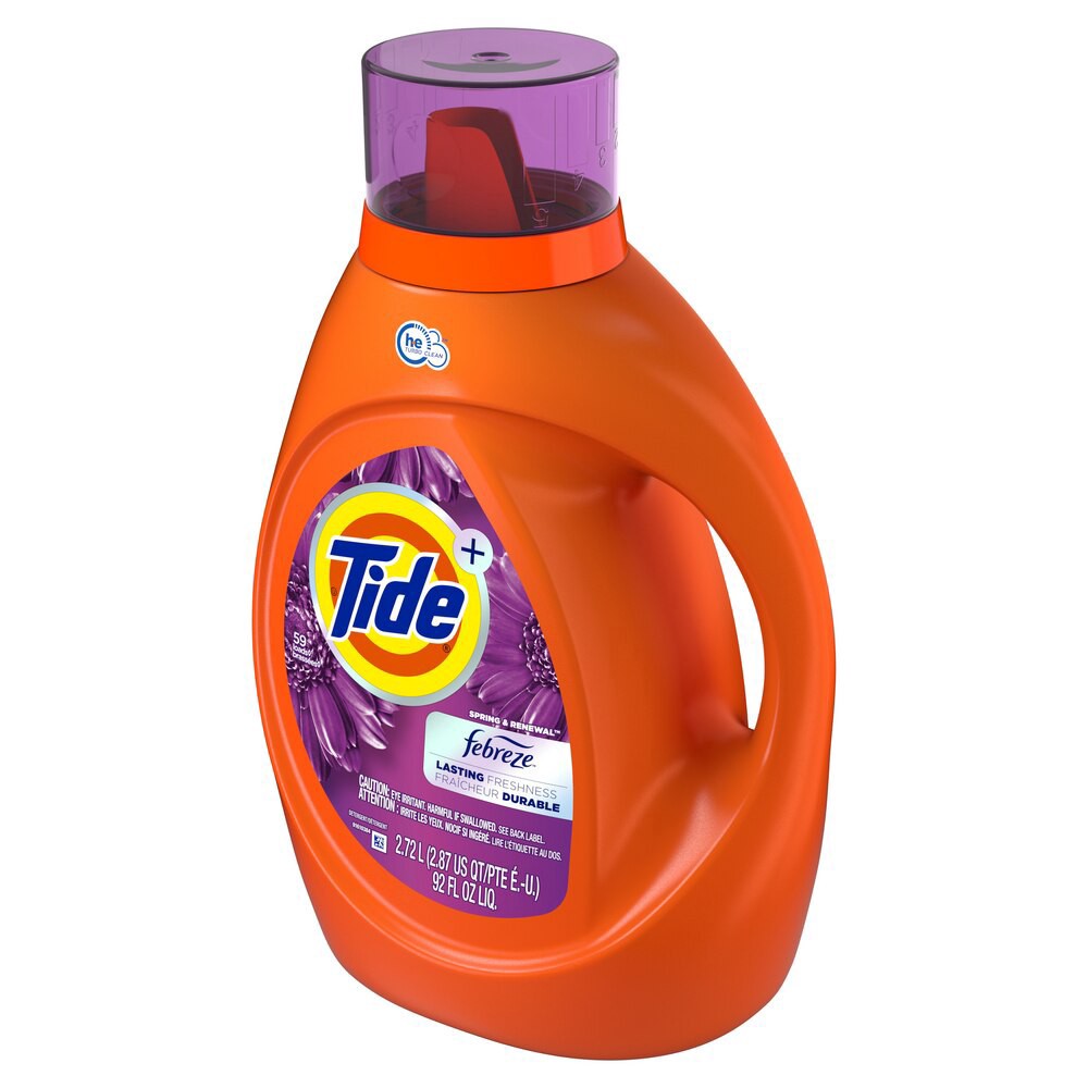 slide 2 of 6, Tide Ultra Febreze Liquid Laundry Detergent, Spring and Renewal scent, 73 fl oz, 52 Loads, Laundry Detergent Liquid with All-Day Freshness, 2.28 qt
